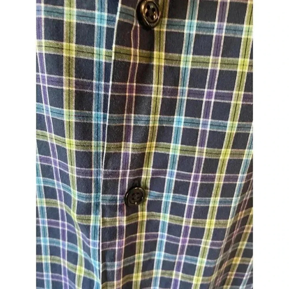 Alan Flusser Men's Long Sleeve Dress Shirt size XL Button Down Navy Purple Plaid - Picture 3 of 7
